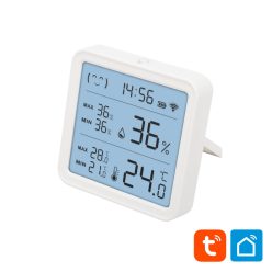 HSTHC Home HSTHC hő- és páratartalom mérő, óra, nagy LCD kijelző, Smart Life, Tuya Smart, okos otth