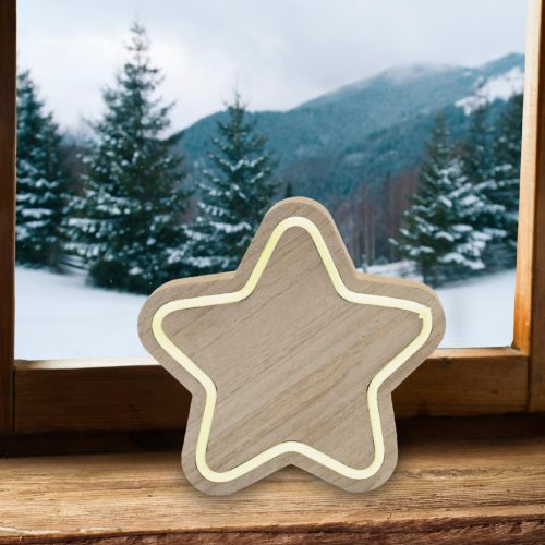 KAD_27 Home KAD 27 fa asztaldísz, csillag, LED neon-light szalag, melegfehér