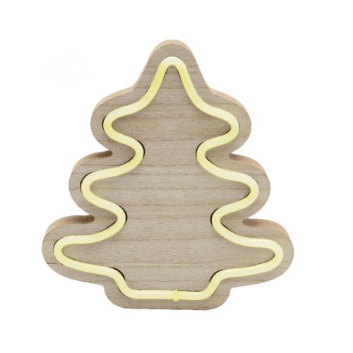 KAD_28 Home KAD 28 fa asztaldísz, fenyő, LED neon-light szalag, melegfehér