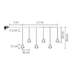 HOME KAF110WW fényfüggöny, kül- és beltéri kivitel, 2,7 méter, 110 db melegfehér microLED, Mikulás és hóember figurák