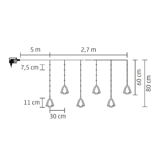KAF110WW Home KAF110WW fényfüggöny, kül- és beltéri kivitel, 2,7 méter, 110 db melegfehér microLED,