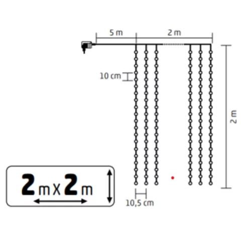 KAF400DWW HOME KAF400DWW DOT LED-es fényfüggöny, 400 db melegfehér DOT LED, 2x2m, 8 program, ismétl