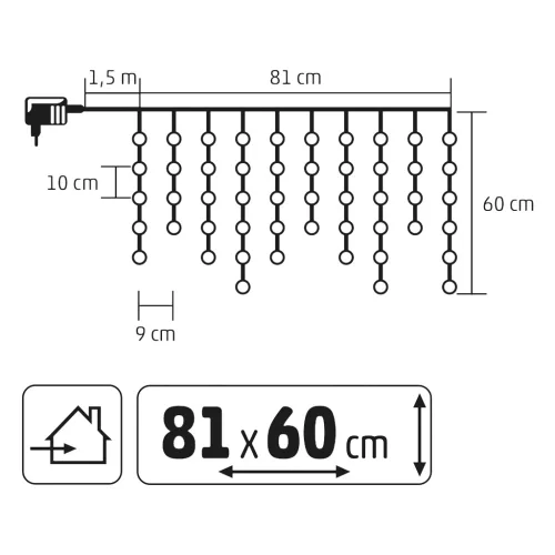 KAF50DLEDWH HOME KAF50DLEDWH DOT LED-es fényfüggöny, 50db hidegfehér DOT LED, 81cm, állófényű, adap