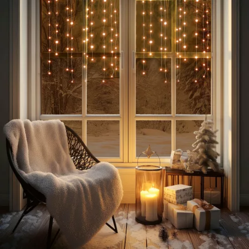 KAF50DLEDWW HOME KAF50DLEDWW DOT LED-es fényfüggöny, 50db melegfehér DOT LED, 81cm, állófényű, adap