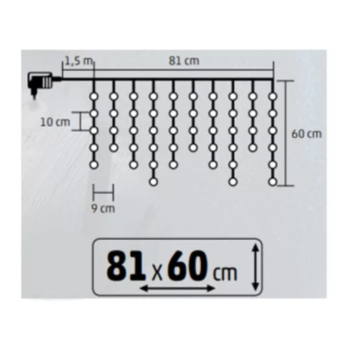 KAF50DLEDWW HOME KAF50DLEDWW DOT LED-es fényfüggöny, 50db melegfehér DOT LED, 81cm, állófényű, adap