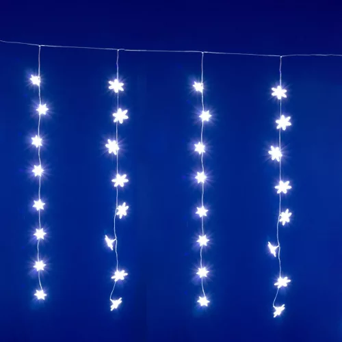 KAF50WH HOME KAF50WH LED-es hópehely fényfüggöny, 1,35 m, 50 db hidegfehér LED, hálózati tápellátás