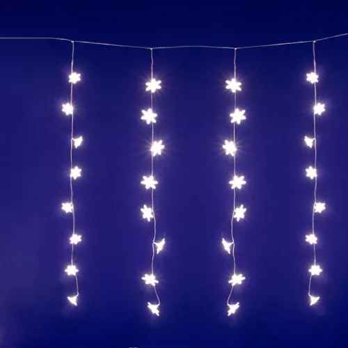 KAF50WW HOME KAF50WW LED-es hópehely fényfüggöny, 1,35 m, 50 db melegfehér LED, hálózati tápellátás