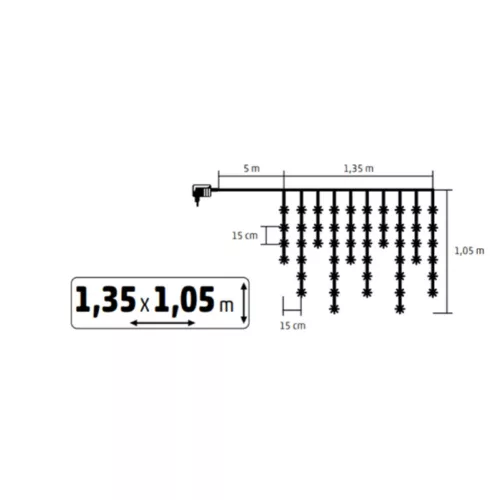 KAF50WW HOME KAF50WW LED-es hópehely fényfüggöny, 1,35 m, 50 db melegfehér LED, hálózati tápellátás