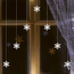   HOME KAF7WW akril hópehely fényfüggöny, kül- és beltéri kivitel, 7 db melegfehér LED, szélesség 1,2 m