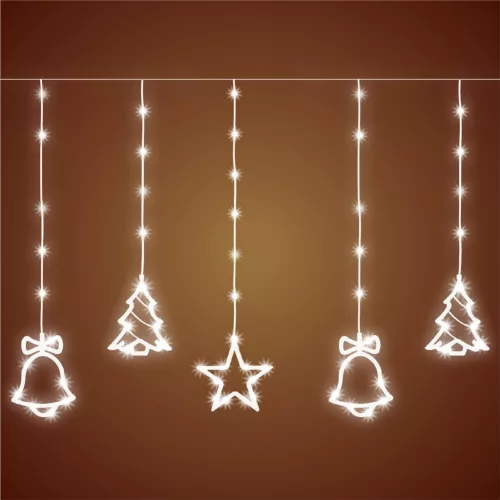 KAF_11_WH Home KAF 11/WH micro LED-es figurás fényfüggöny, 2 m / 186 db hidegfehér LED, harang / fe