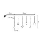 HOME KAF 11/WH micro LED-es figurás fényfüggöny, 2 m / 186 db hidegfehér LED, harang / fenyő / csillag figurákkal, hálózati adapter, kül- és beltéri kivitel