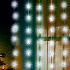 KAF_48L Home KAF 48L LED-es csillag fényfüggöny, 1,5x1 m / 48 db hidegfehér LED csillag figurákban,