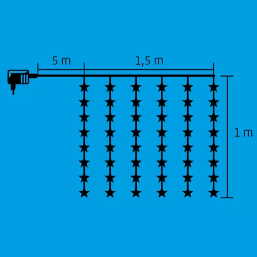 KAF_48L Home KAF 48L LED-es csillag fényfüggöny, 1,5x1 m / 48 db hidegfehér LED csillag figurákban,