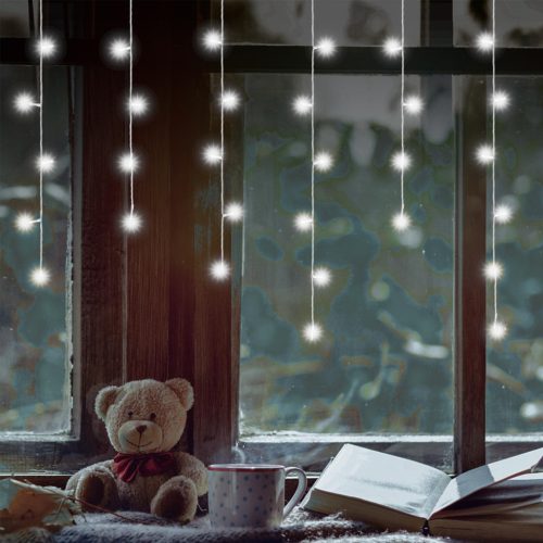 HOME KAF 50C LED/WH LED-es fényfüggöny, 0,81 m / 50 db hidegfehér LED,  fehér vezeték, álló fényű, hálózati adapter, beltéri kivitel