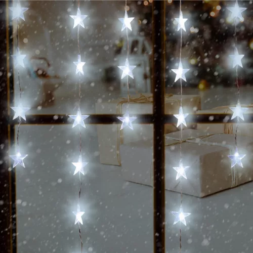 KAF_50L Home KAF 50L LED-es csillag fényfüggöny, 1,35 m / 50 db hidegfehér LED csillag figurákban, 