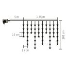 HOME KAF 50L/WW LED-es csillag fényfüggöny, 1,35 m / 50 db melegfehér LED csillag figurákban, átlátszó vezeték, hálózati adapter, beltéri kivitel