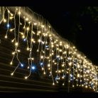HOME KAF 600L 10M LED-es sziporkázó fényfüggöny, 10 m / 600 db sziporkázó melegfehér LED, fehér vezeték, hálózati adapter, kül- és beltéri kivitel