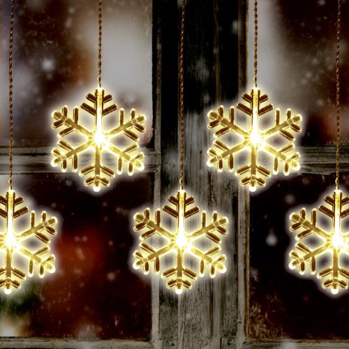 KAF_8_F Home KAF 8/F LED-es hókristály fényfüggöny, 0,9 m / 8 db melegfehér LED akril hókristályban