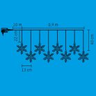 KAF_8_F Home KAF 8/F LED-es hókristály fényfüggöny, 0,9 m / 8 db melegfehér LED akril hókristályban