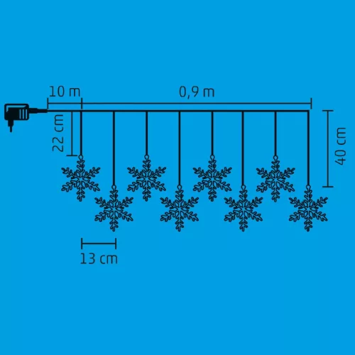 KAF_8_F Home KAF 8/F LED-es hókristály fényfüggöny, 0,9 m / 8 db melegfehér LED akril hókristályban