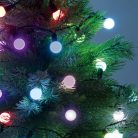 HOME KBC 50 LED-es gömb fényfüzér, 4,9 m / 50 db színváltó LED, opál gömb dekoráció, fekete vezeték, hálózati adapter, kül- beltéri kivitel