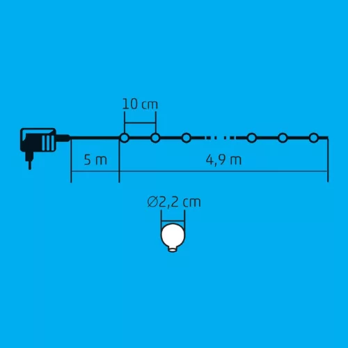 KBC_50 Home KBC 50 LED-es gömb fényfüzér, 4,9 m / 50 db színváltó LED, opál gömb dekoráció, fekete 