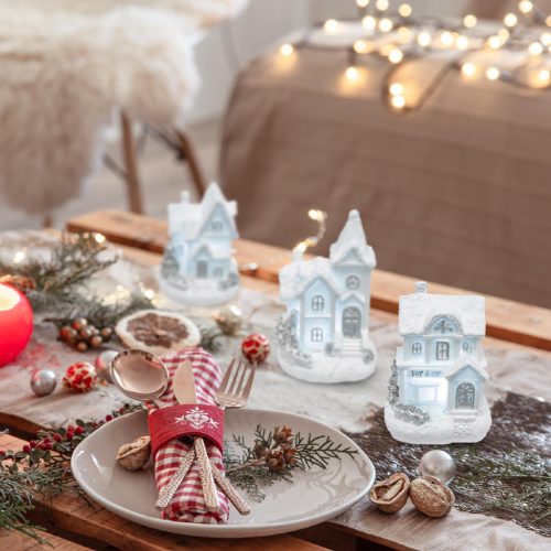 KDC_02 Home KDC 02 téli LED-es házikó, fehér, 12 féle forma, polyresin, beltéri