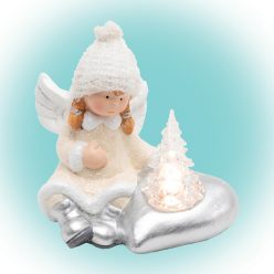 KDC_13 Home KDC 13 LED-es kerámia angyal figura, 1 db LED, fenyőfa
