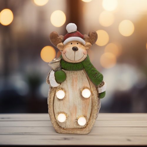 KDC_17 Home KDC 17 LED-es kerámia rénszarvas asztali dísz, 4 db LED