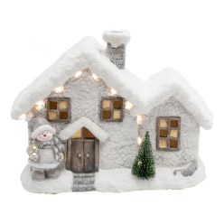 KDC_33 Home KDC 33 LED-es kerámia havas házikó figura, 12 db LED, 42 x 20 x 33 cm