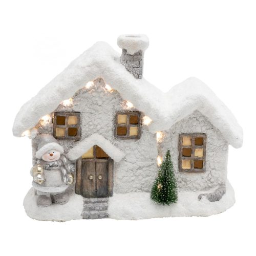 KDC_33 Home KDC 33 LED-es kerámia havas házikó figura, 12 db LED, 42 x 20 x 33 cm