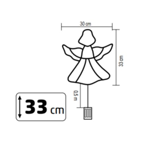 KID501BWW HOME KID501BWW LED-es angyal ablakdísz, 33x30 cm, 35 db melegfehér LED, időzítő, elemes t