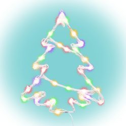 KID502M Home KID502M fenyőfa ablakdísz, kül- és beltéri kivitel, 35 db színes LED, 2 tapadókorong, 