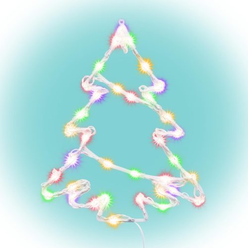 KID502M Home KID502M fenyőfa ablakdísz, kül- és beltéri kivitel, 35 db színes LED, 2 tapadókorong, 