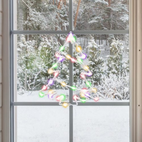 KID502M Home KID502M fenyőfa ablakdísz, kül- és beltéri kivitel, 35 db színes LED, 2 tapadókorong, 