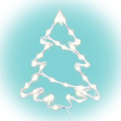 KID502WW Home KID502WW fenyőfa ablakdísz, kül- és beltéri kivitel, 35 db melegfehér LED, 2 tapadóko