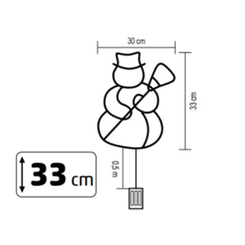KID507BWW HOME KID507BWW hóember ablakdísz, 35 db melegfehér LED, időzítő, elemes, beltéri kivitel