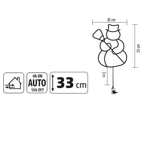 KID507WW HOME KID507WW LED-es hóember ablakdísz, 35db melegfehér LED, időzítő, adapteres tápellátás