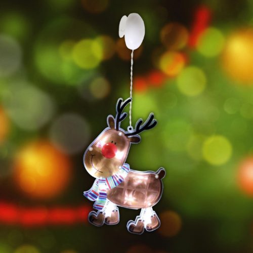 KID_311 Home KID 311 rénszarvas ablakdísz, 10 db LED, öntapadó elemtartó, 10 x 26 cm