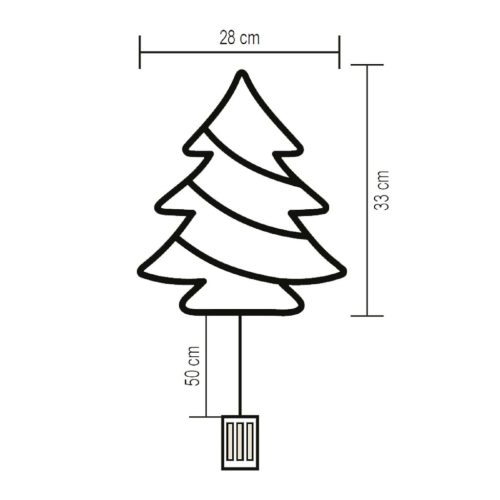 KID_502_B_M Home KID 502 B/M fenyőfa ablakdísz, 35 db színes LED, 3 funkció, kapcsolható