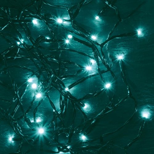 HOME KII 100/T LED-es fényfüzér, 8 m / 100 db türkiz LED, állófényű, zöld vezeték, hálózati adapter, beltéri kivitel