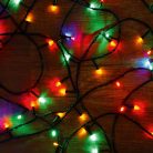 KII_200_M Home KII 200/M LED-es fényfüzér, 16 m / 200 db színes LED, állófényű, zöld vezeték, hálóz