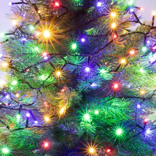 KII_200_M Home KII 200/M LED-es fényfüzér, 16 m / 200 db színes LED, állófényű, zöld vezeték, hálóz