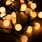 HOME KII 50B/WW LED-es gömb fényfüzér, 4 m / 50 db melegfehér LED, állófényű, zöld vezeték, hálózati adapter, beltéri kivitel