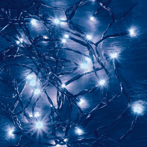 KII_50_BL Home KII 50/BL LED-es fényfüzér, 4 m / 50 db kék LED, állófényű, zöld vezeték, hálózati a
