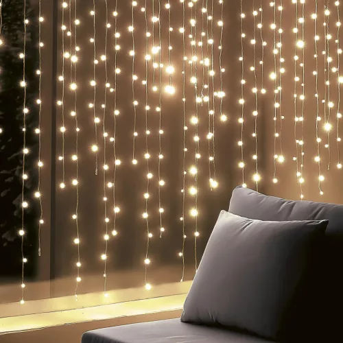 KIN294DWW HOME KIN294DWW DOT LED-es fényfüggöny, 294db melegfehér DOT LED, 2m hosszú, állófényű, ad