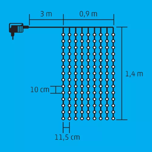 KIN_126C_WH Home KIN 126C/WH LED-es fényfüggöny, 0,9x1,4 m / 126 db hidegfehér LED, fehér vezeték, 