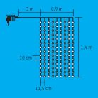 HOME KIN 126C/WW LED-es fényfüggöny, 0,9x1,4 m / 126 db melegfehér LED, fehér vezeték, állófényű, hálózati adapter, beltéri kivitel