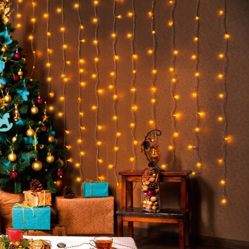 HOME KIN 168C/WW LED-es fényfüggöny, 1,2x1,4 m / 168 db melegfehér LED, fehér vezeték, állófényű, hálózati adapter, beltéri kivitel