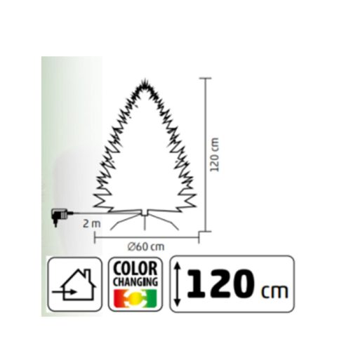 KIX120LED HOME KIX120LED LED-es műfenyő, 120 cm, optikai szálas, folyamatos színváltás, műanyag tal